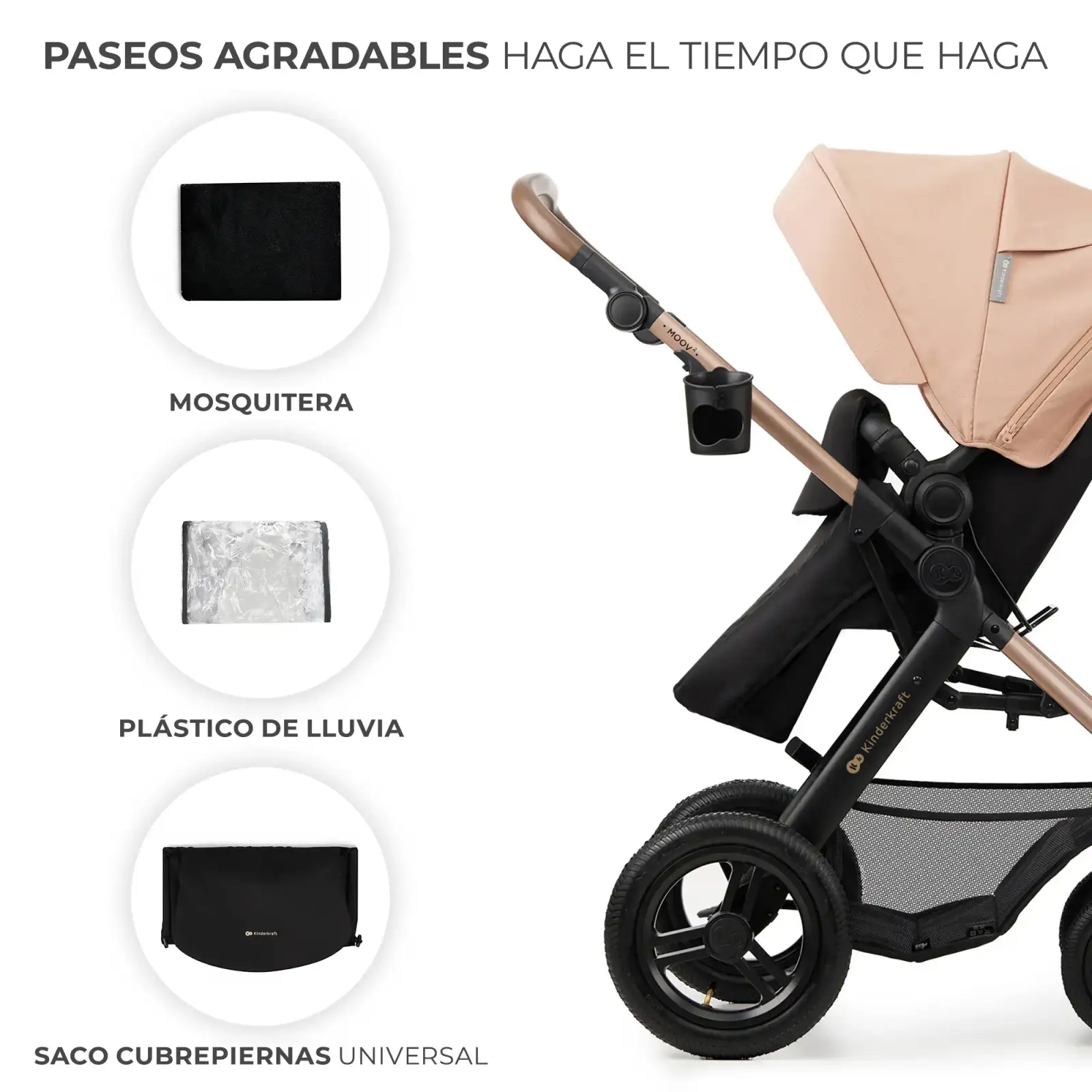 Универсальная коляска 3 в 1 Kinderkraft Moov 2 Air Sand Beige (KSMOOV02BEG0000)