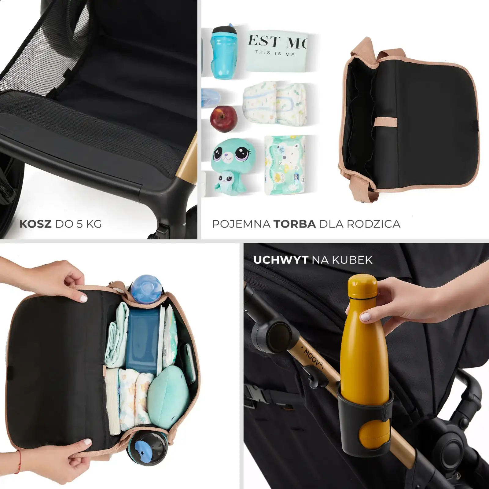 Универсальная коляска 3 в 1 Kinderkraft Moov 2 Sand Beige (KSMOOV02BEGEV00)
