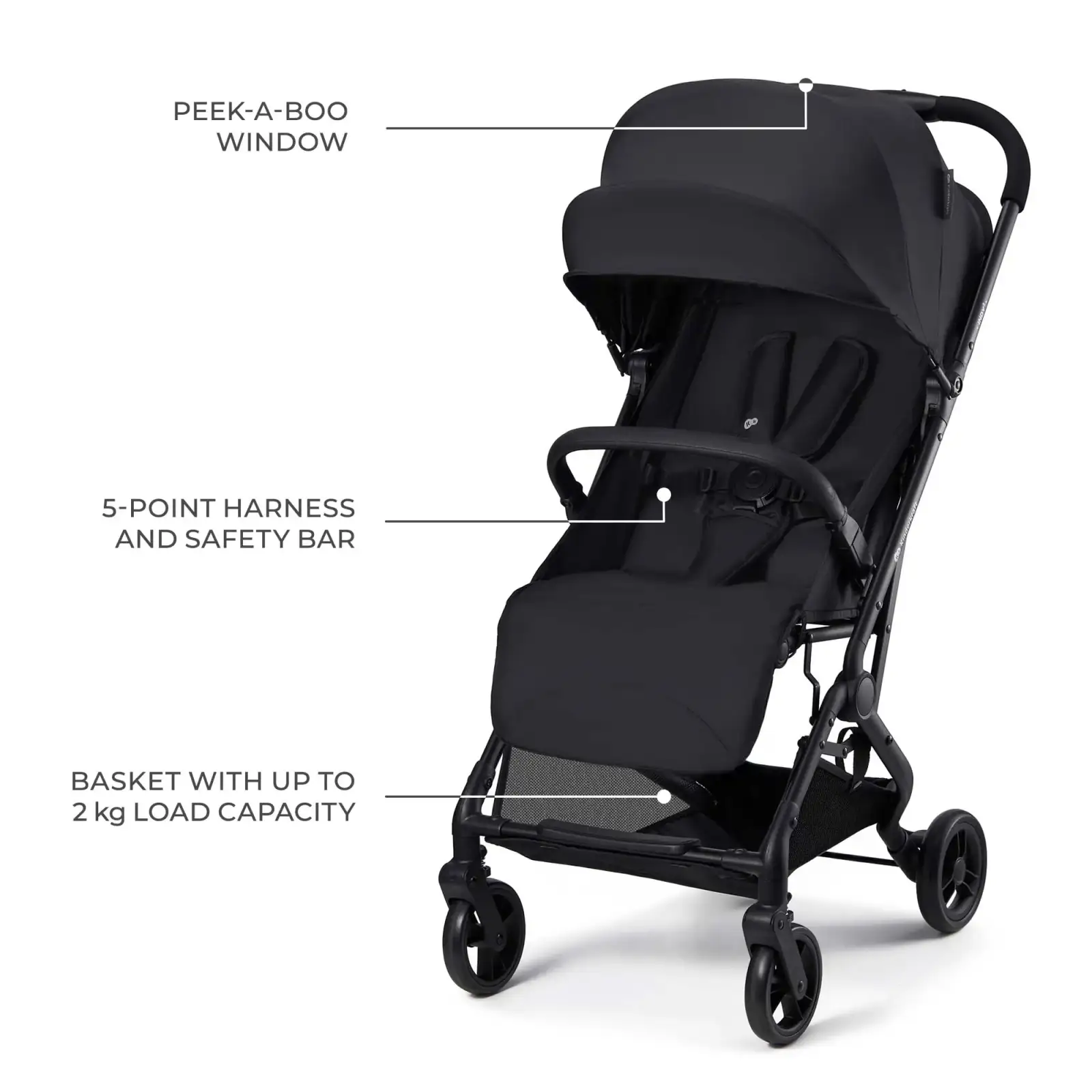 Прогулочная коляска Kinderkraft Indy 3 Coal Black (KSINDY03BLK0000) UA