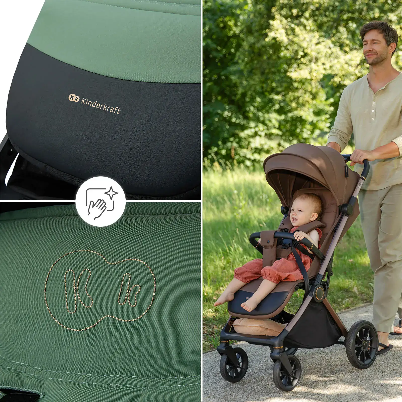 Прогулянкова коляска Kinderkraft Dave Sage Green (KSDAVE00GRE0000) UA
