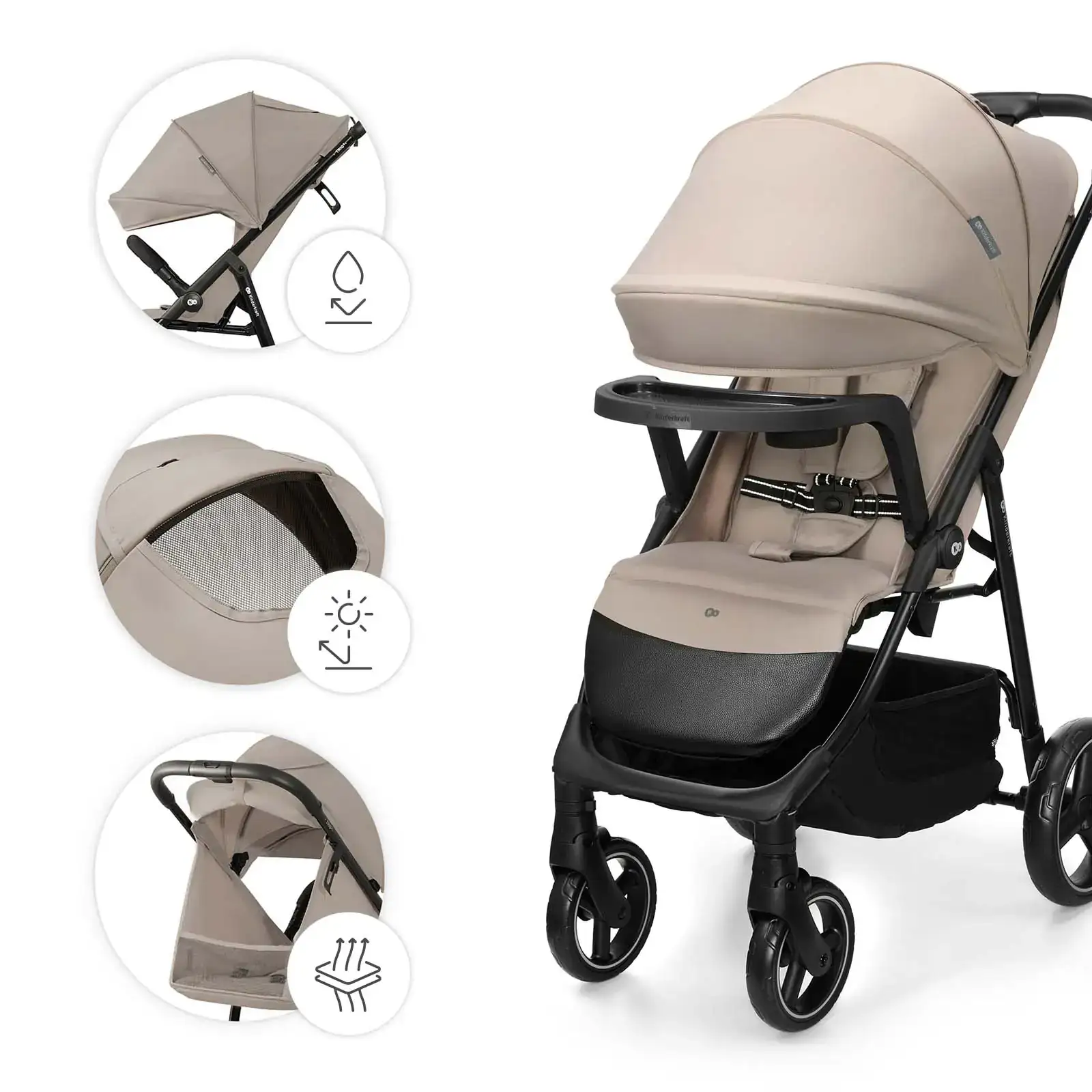 Прогулянкова коляска Kinderkraft Trig 3 Tray Beige (KSTRIG03BEG000T)