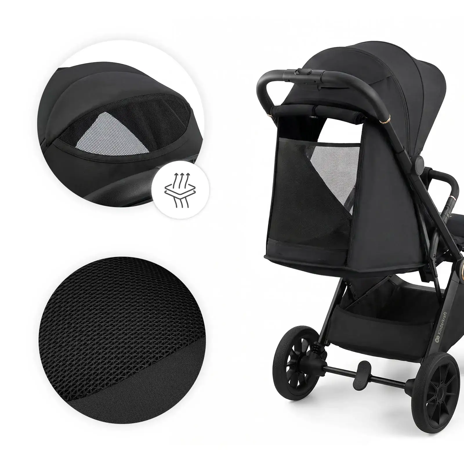 Прогулянкова коляска Kinderkraft Dave Venezian Black (KSDAVE00BLK0000) UA