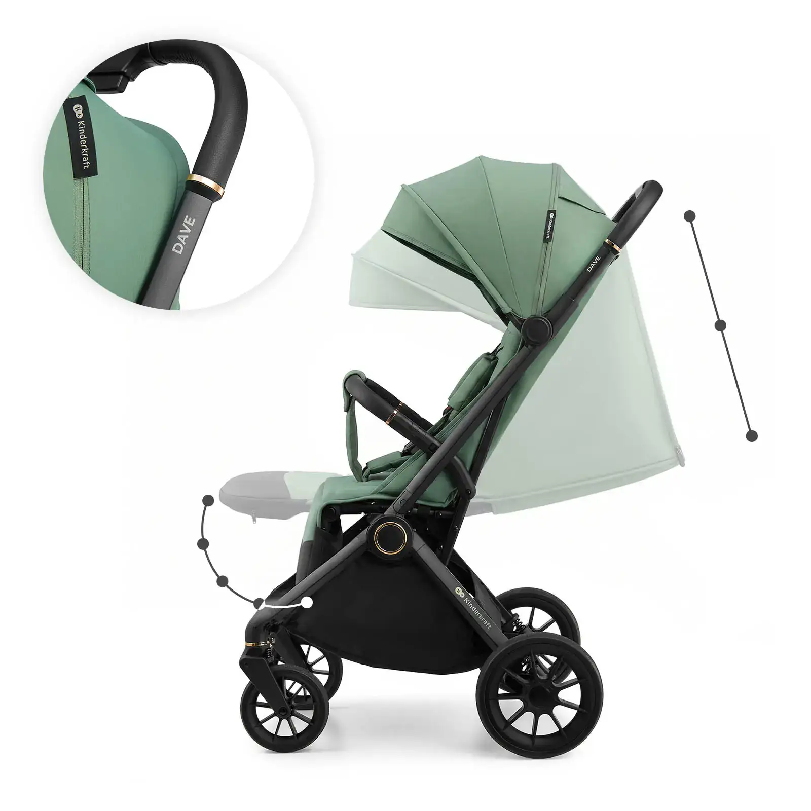 Прогулянкова коляска Kinderkraft Dave Sage Green (KSDAVE00GRE0000) UA