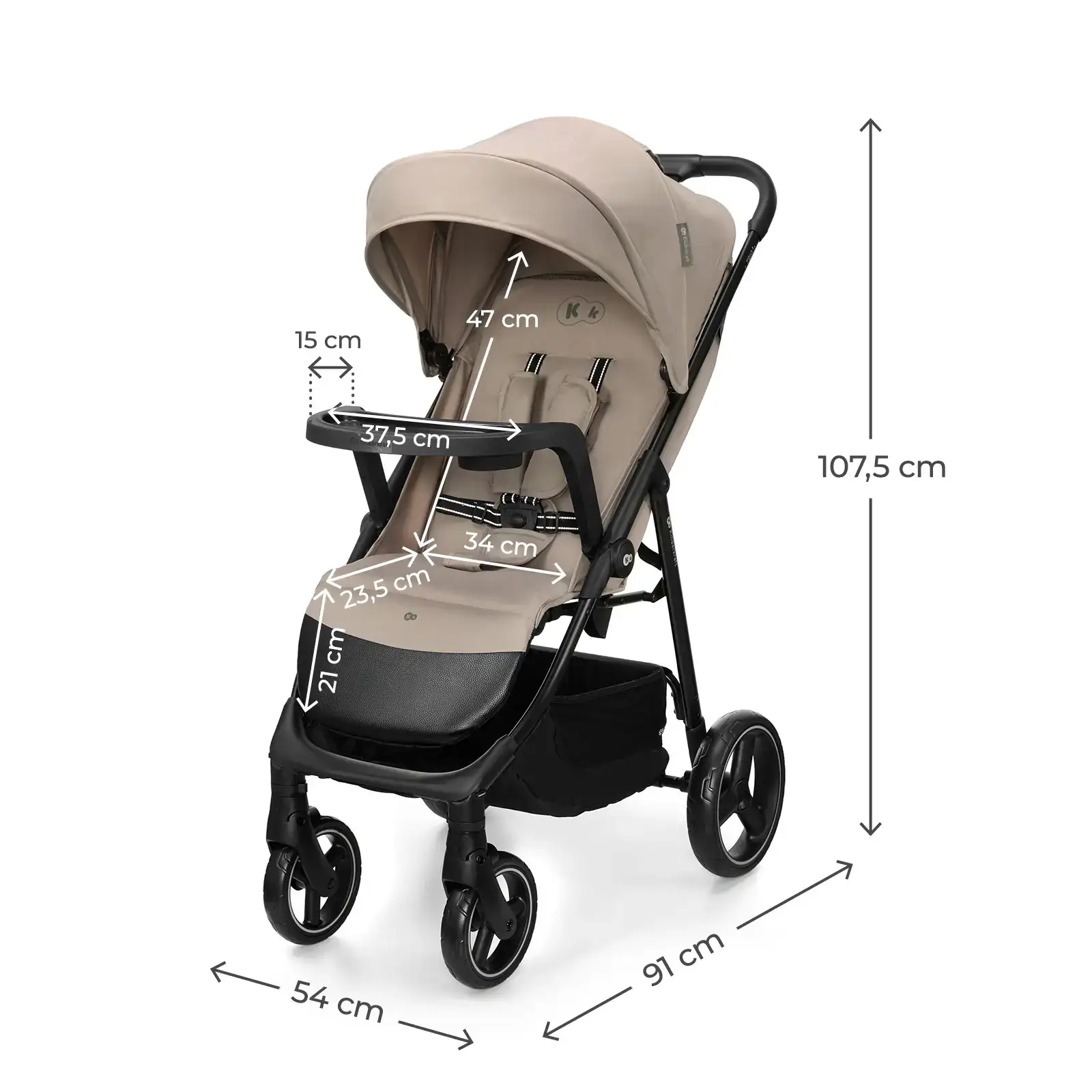 Прогулянкова коляска Kinderkraft Trig 3 Tray Beige (KSTRIG03BEG000T)