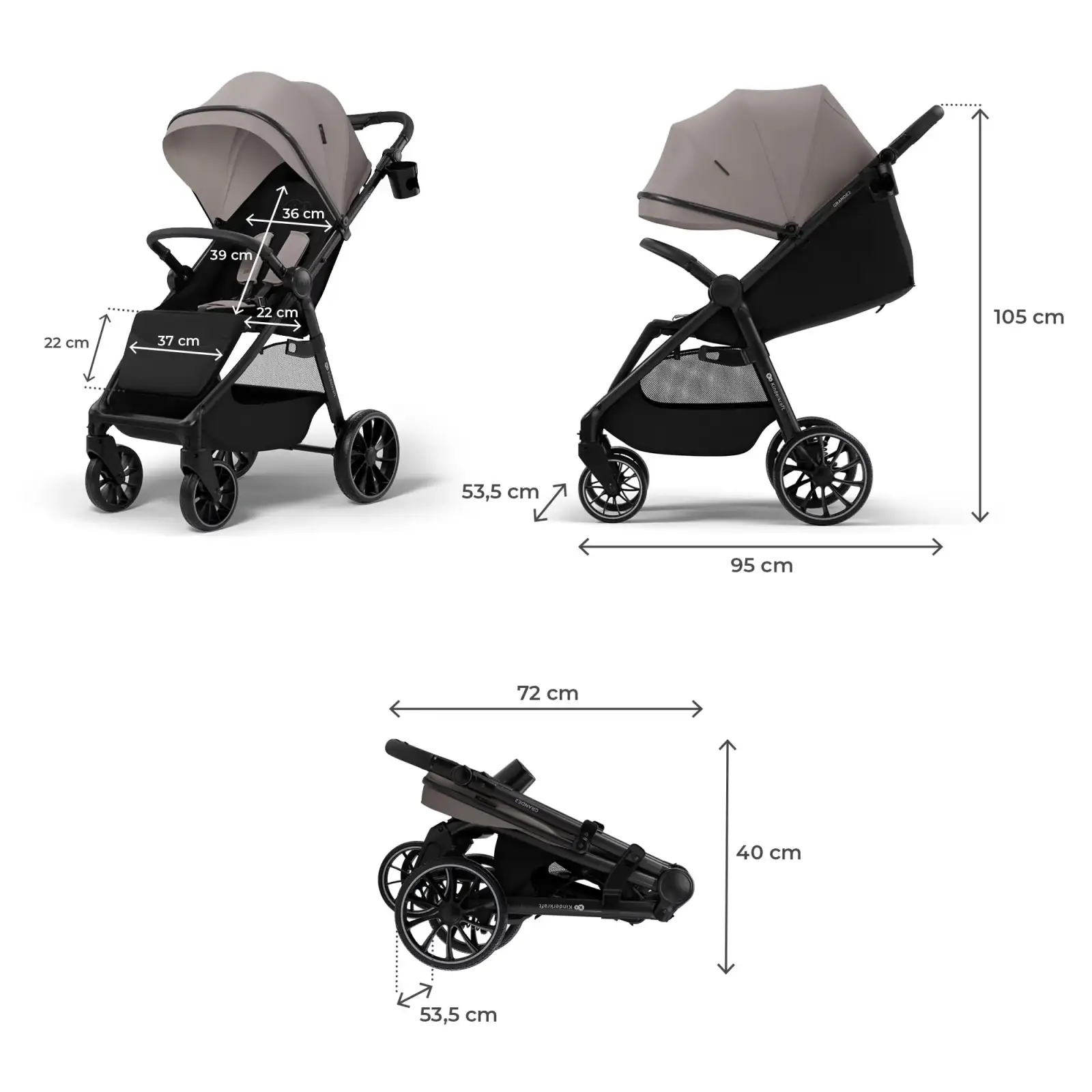 Прогулянкова коляска Kinderkraft Grande 2 Beige (KSGRAN02BEG0000)