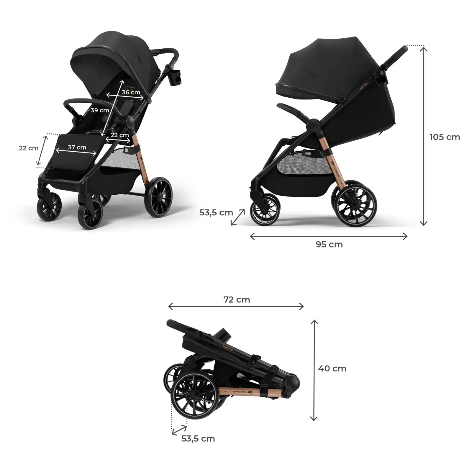 Прогулочная коляска Kinderkraft Grande 2 Black (KSGRAN02BLK0000)