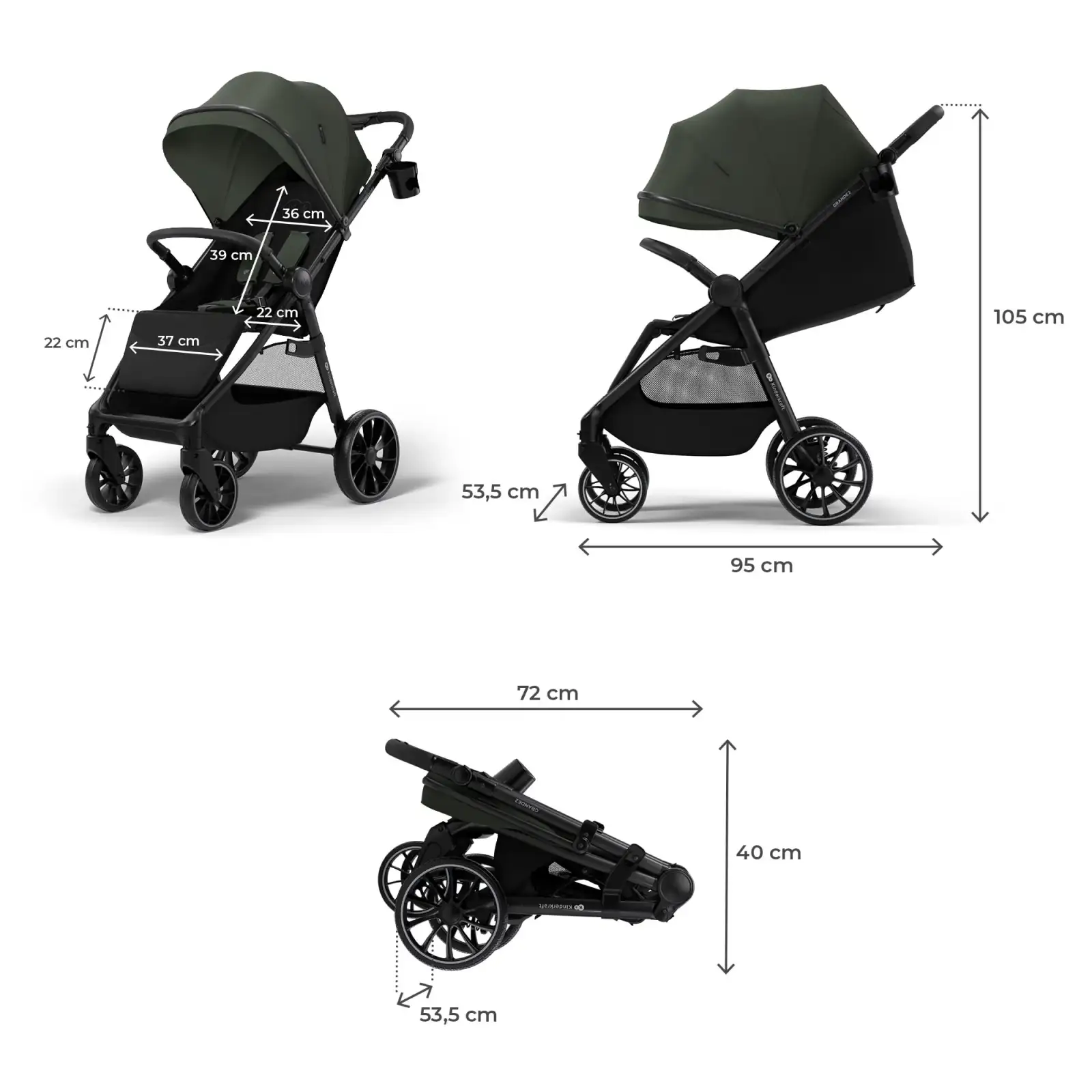 Прогулочная коляска Kinderkraft Grande 2 Green (KSGRAN02GRE0000)