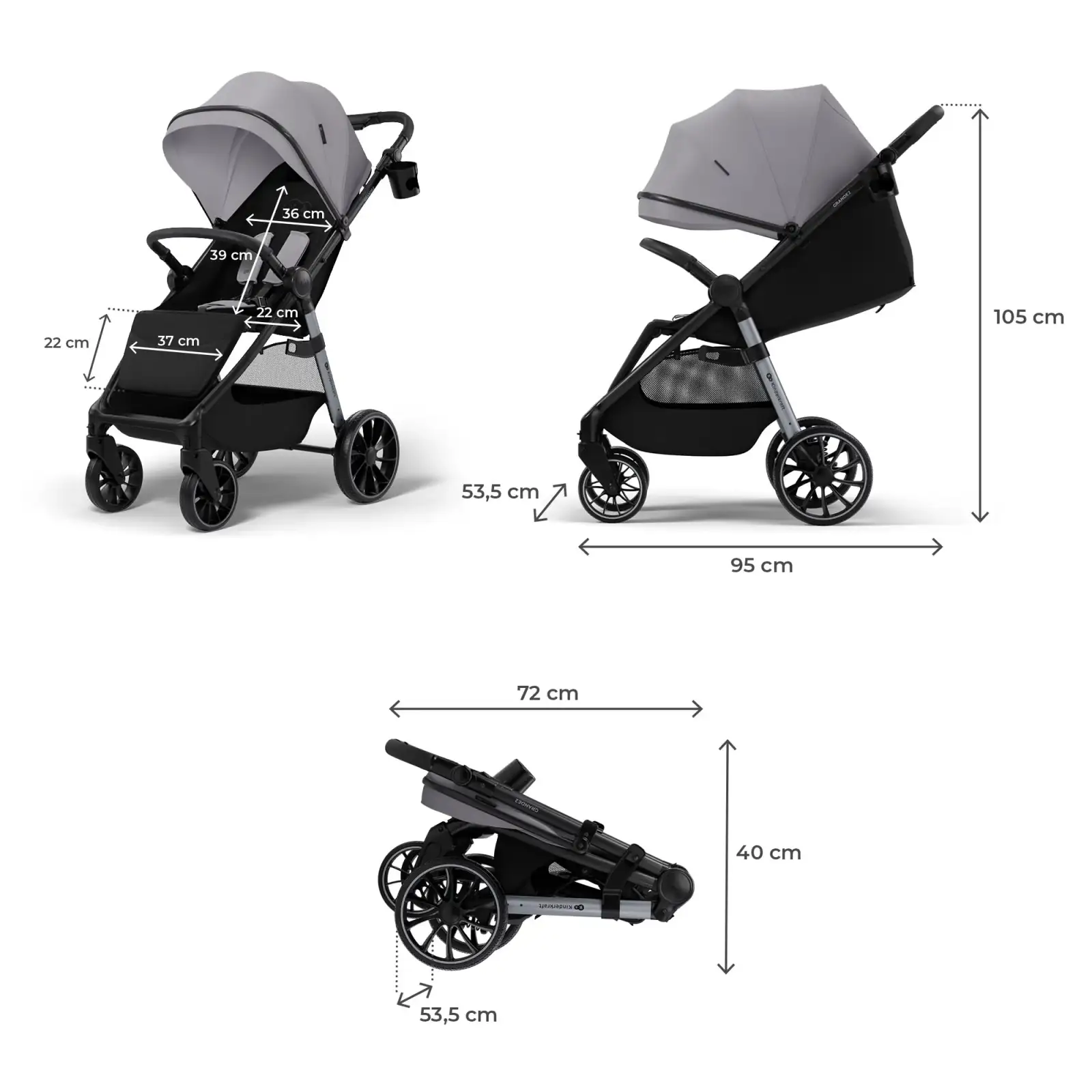 Прогулочная коляска Kinderkraft Grande 2 Grey (KSGRAN02GRY0000)