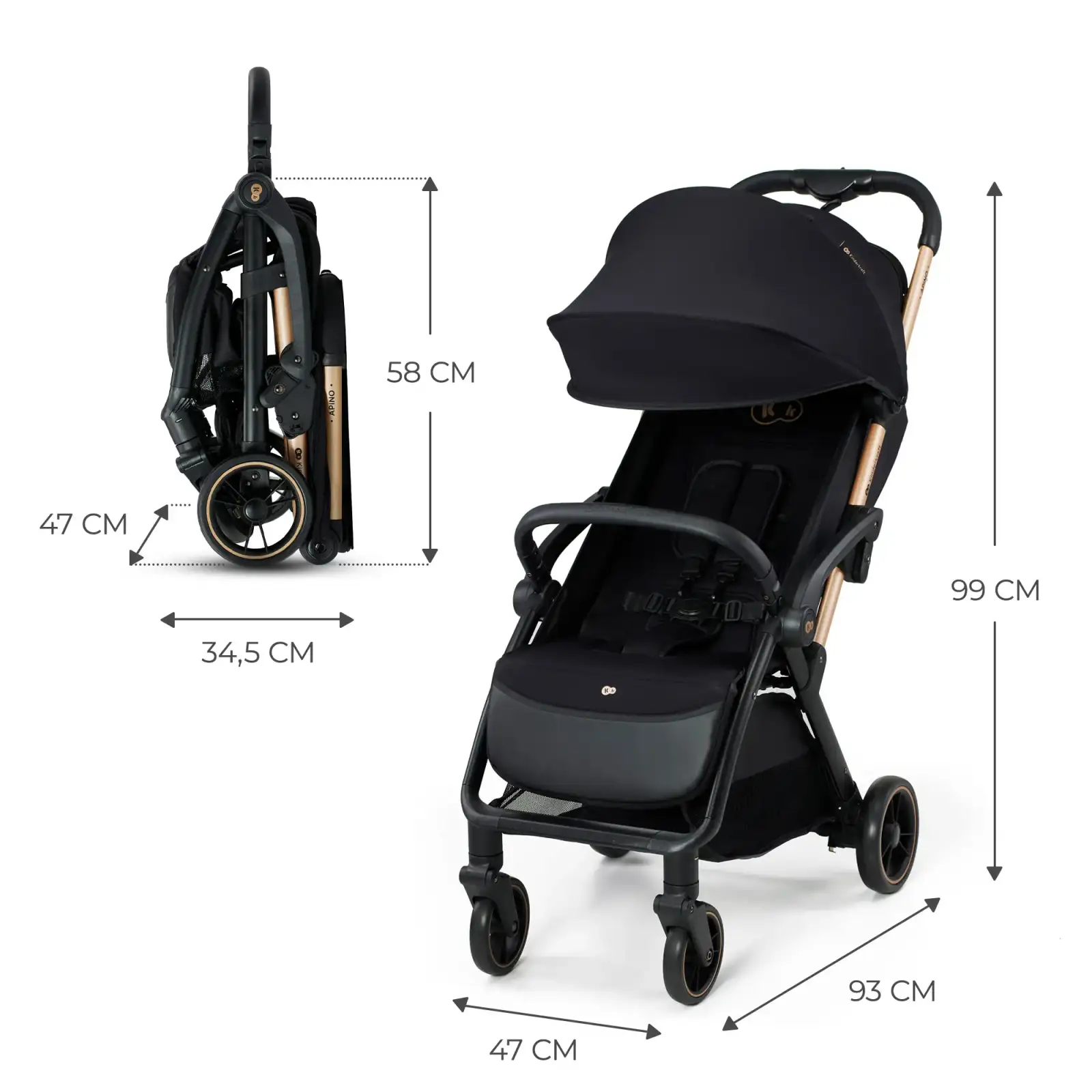 Прогулочная коляска Kinderkraft Apino Raven Black (KSAPIN00BLK0000) UA
