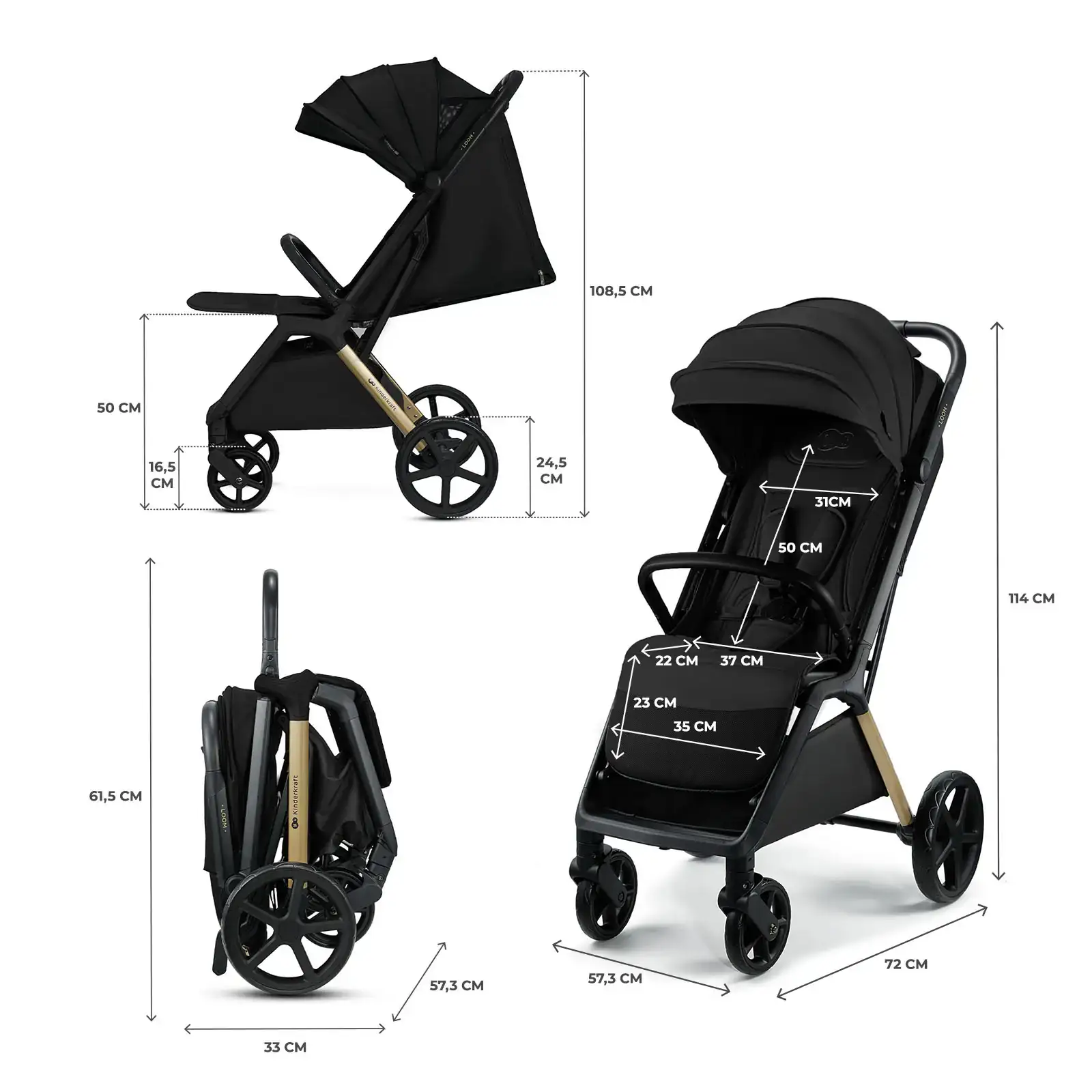 Прогулочная коляска Kinderkraft Loom Black (KSLOOM00BLK00BS)