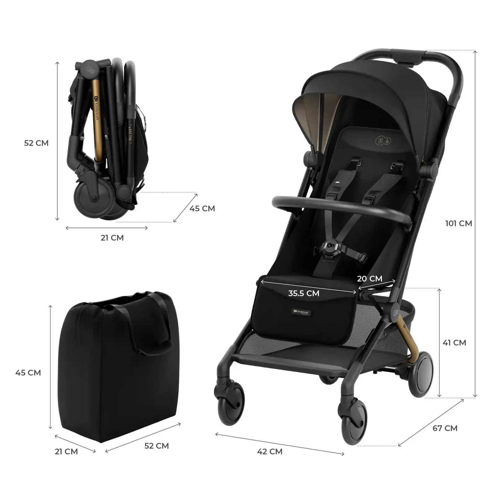 Прогулочная коляска Kinderkraft Pilot 2 Midnight Black (KSPILO02BLK0000) UA