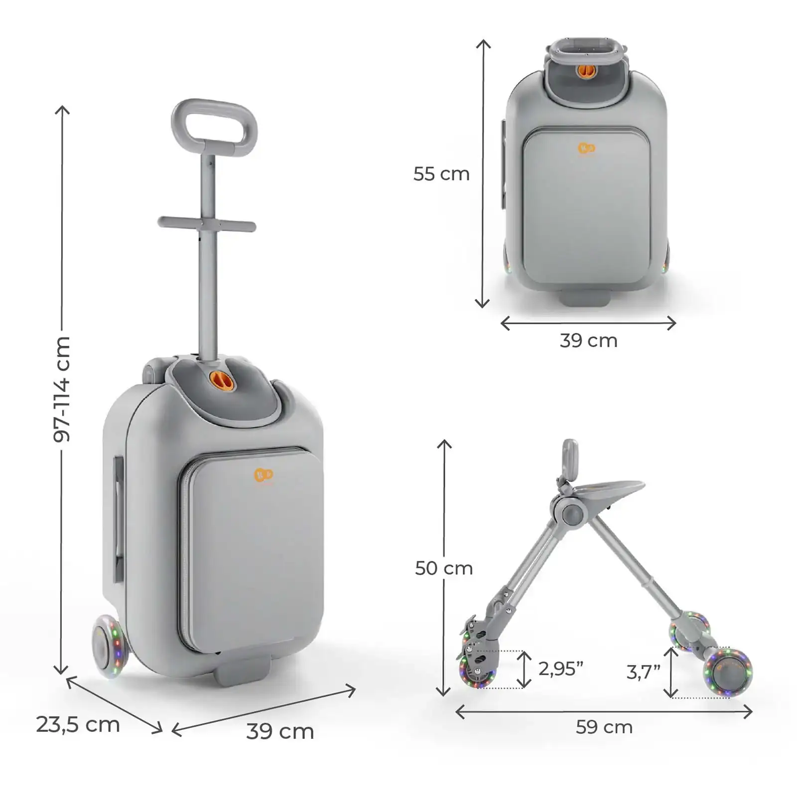 Детский чемодан-каталка Kinderkraft Cabby Grey (KACABB00GRY0000)