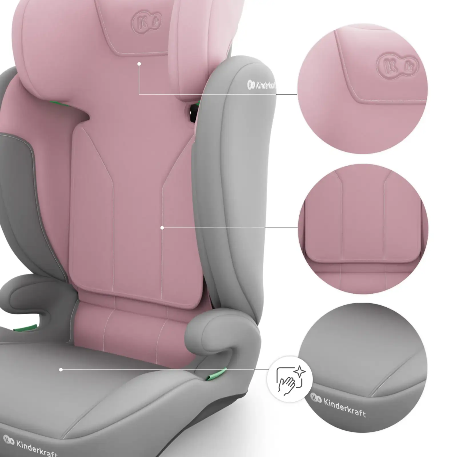 Автокресло Kinderkraft i-Spark 2 Plus i-Size Pink (KCISPA02PNKPL00)