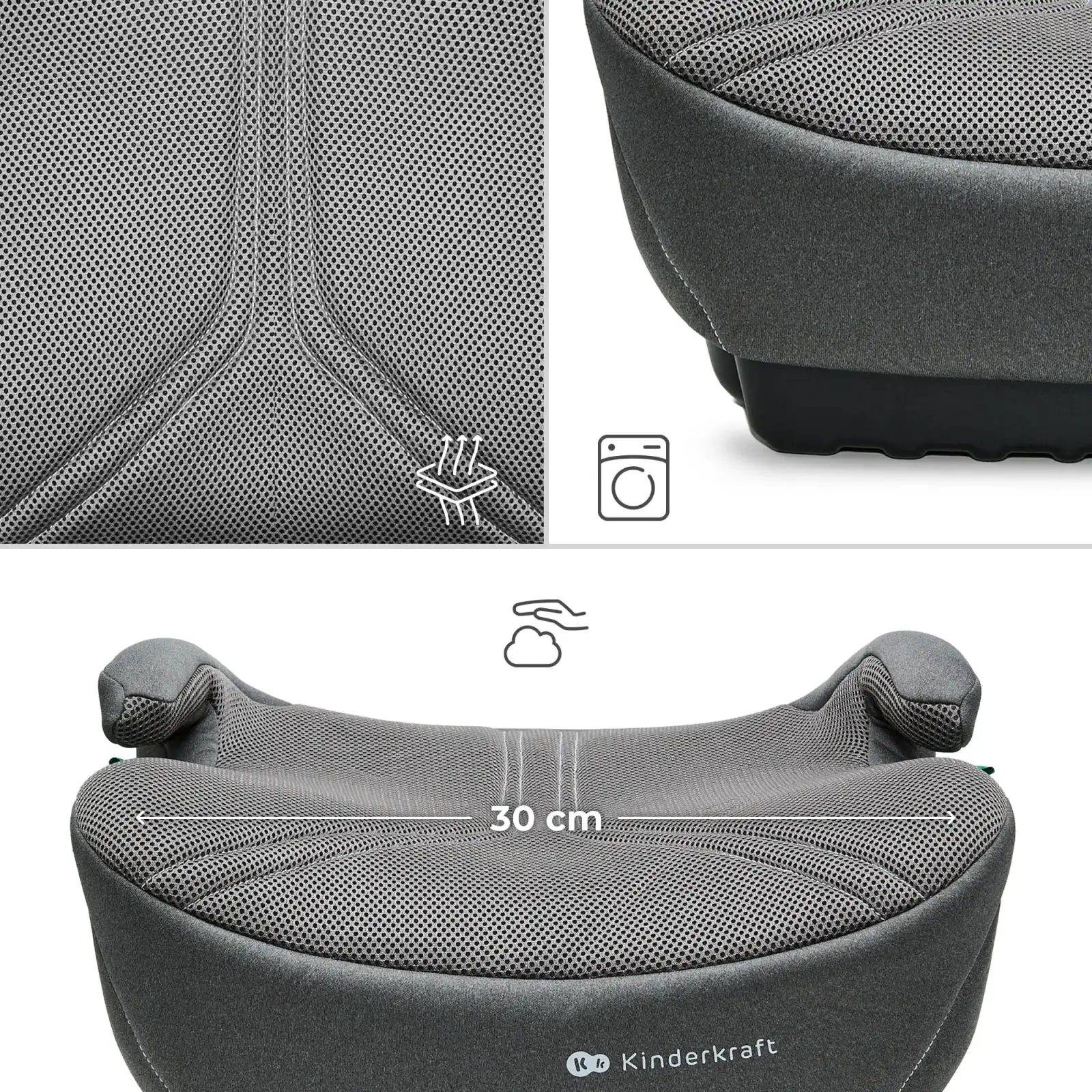 Автокрісло-бустер Kinderkraft i-Boost 2 Pro Gray (KCIBOO02GRYPR00)