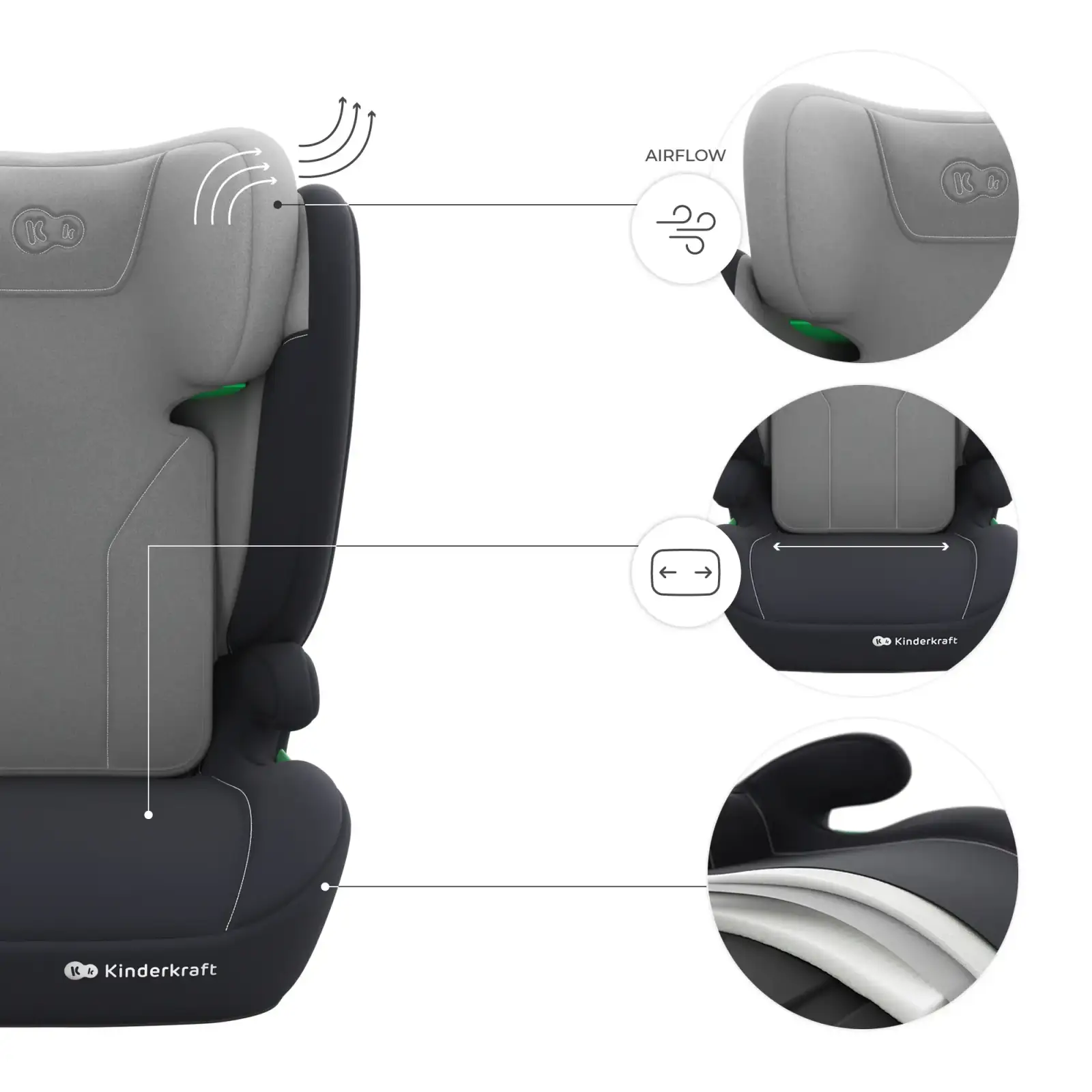 Автокресло Kinderkraft i-Spark 2 Plus i-Size Grey (KCISPA02GRYPL00)