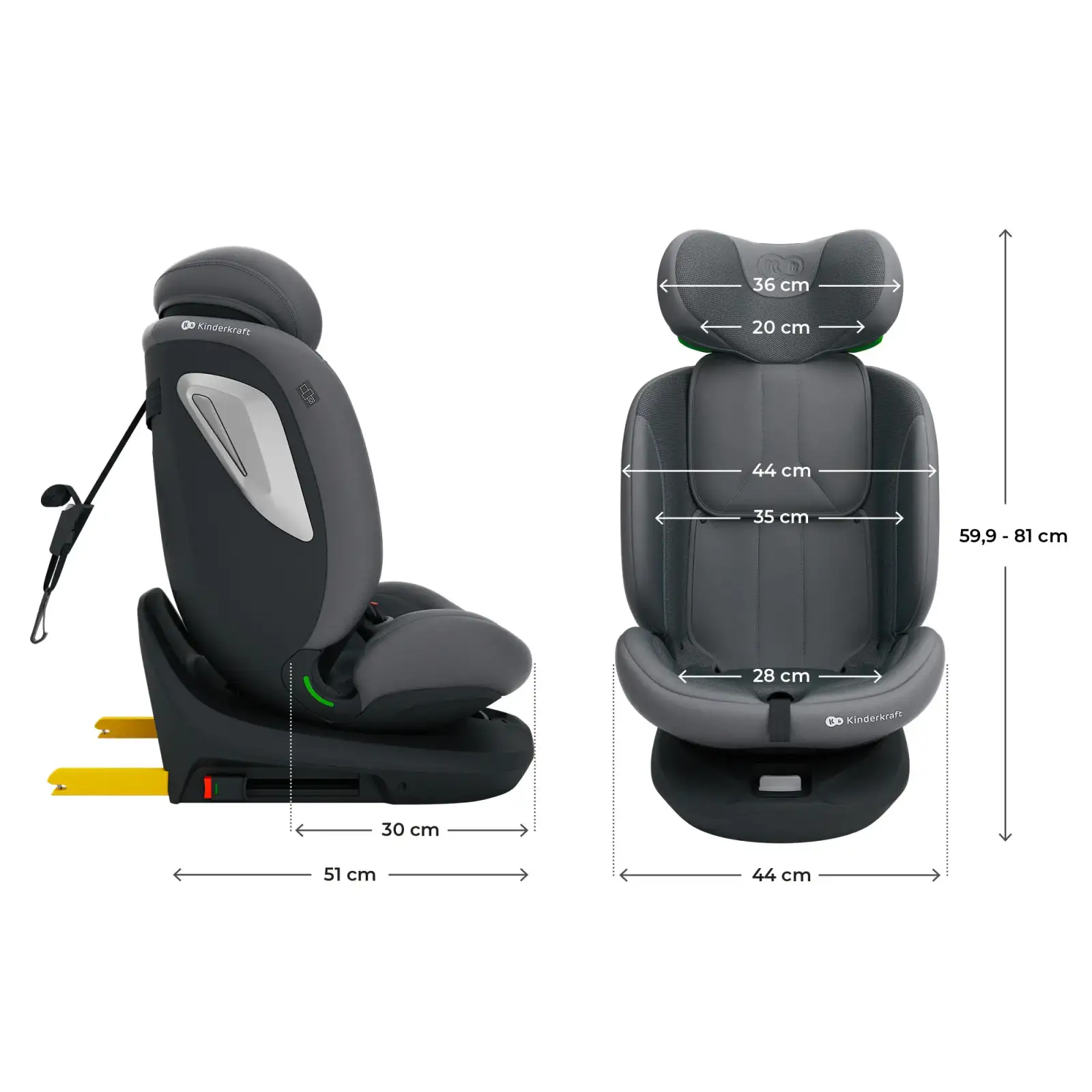 Автокресло Kinderkraft i-Grow 2 Plus i-Size Grey (KCIGRO02GRYPL00)