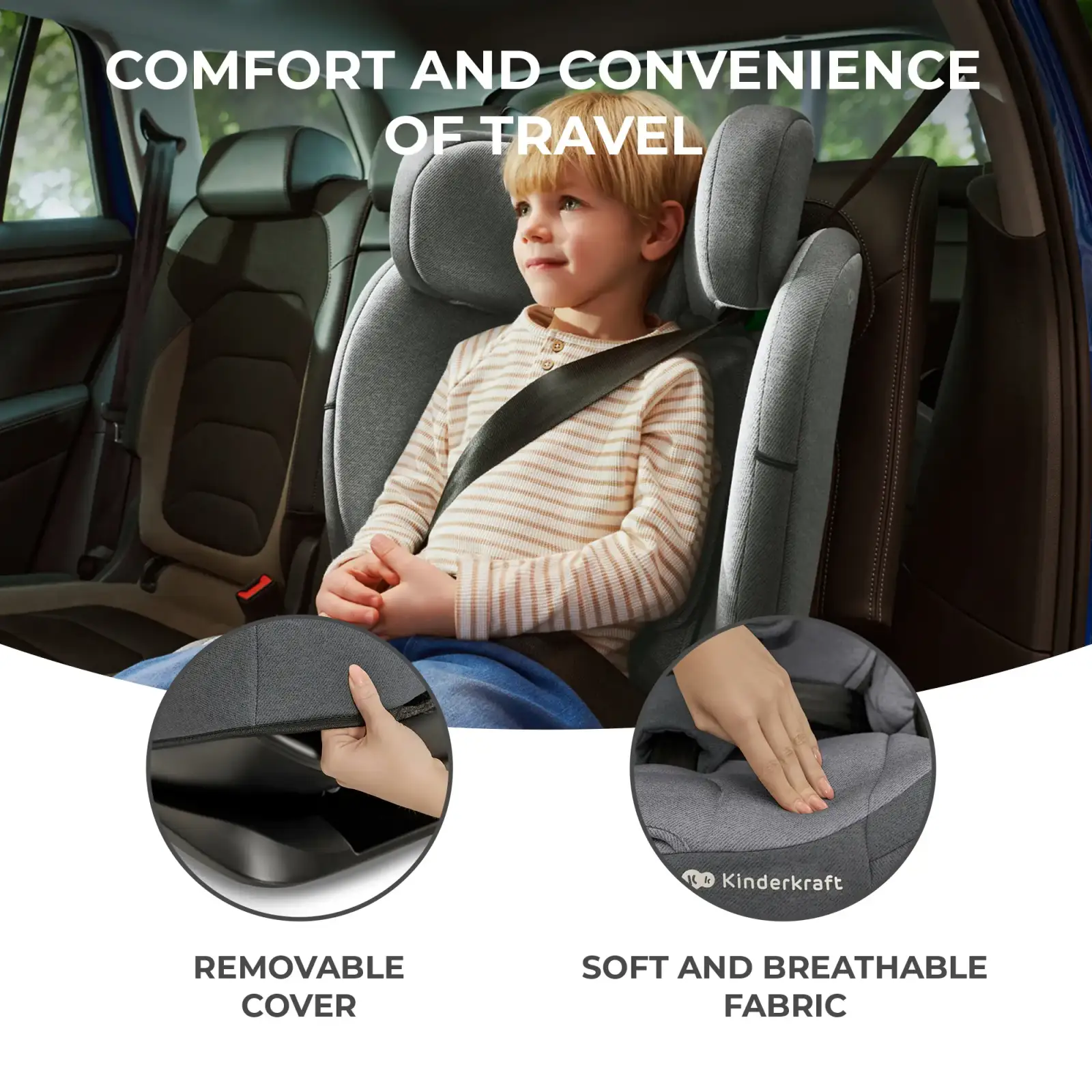 Автокресло Kinderkraft Oneto3 i-Size Cool Grey (KCONE300GRY0000)