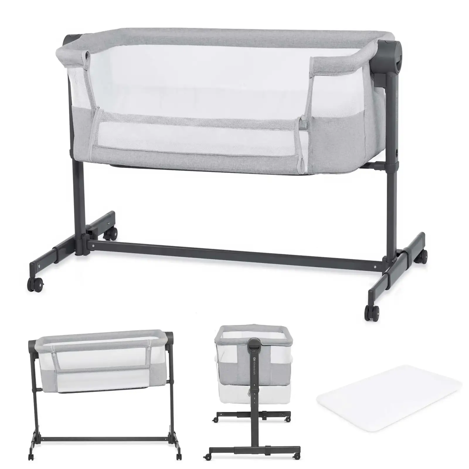 Приставне ліжко-люлька Kinderkraft Nestee Up 2 Light Grey (KLNEE002LGR0000)
