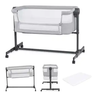 Приставне ліжко-люлька Kinderkraft Nestee Up 2 Light Grey (KLNEE002LGR0000)