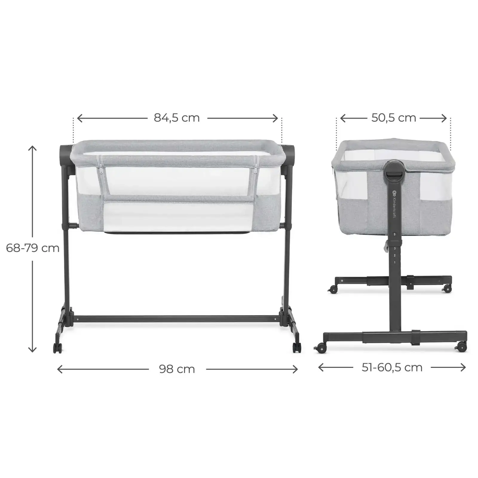 Приставне ліжко-люлька Kinderkraft Nestee Up 2 Light Grey (KLNEE002LGR0000)