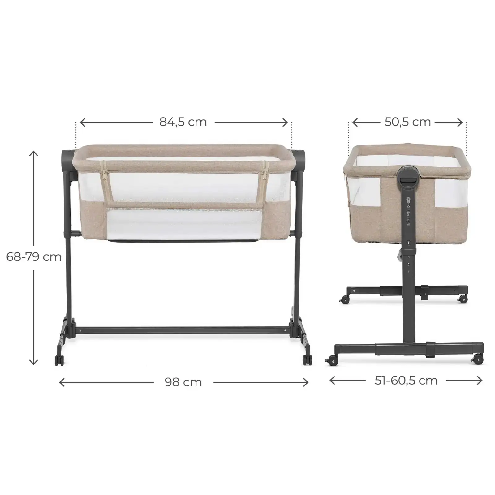 Приставная кроватка-люлька Kinderkraft Nestee Up 2 Beige (KLNEE002BEG0000)