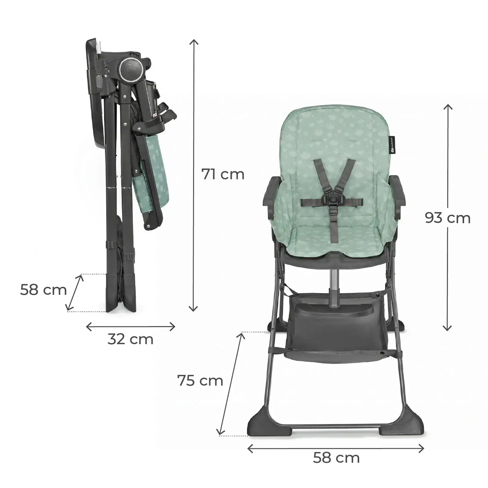 Стульчик для кормления Kinderkraft Foldee Bushy Green (KHFOLD00GRE000N)