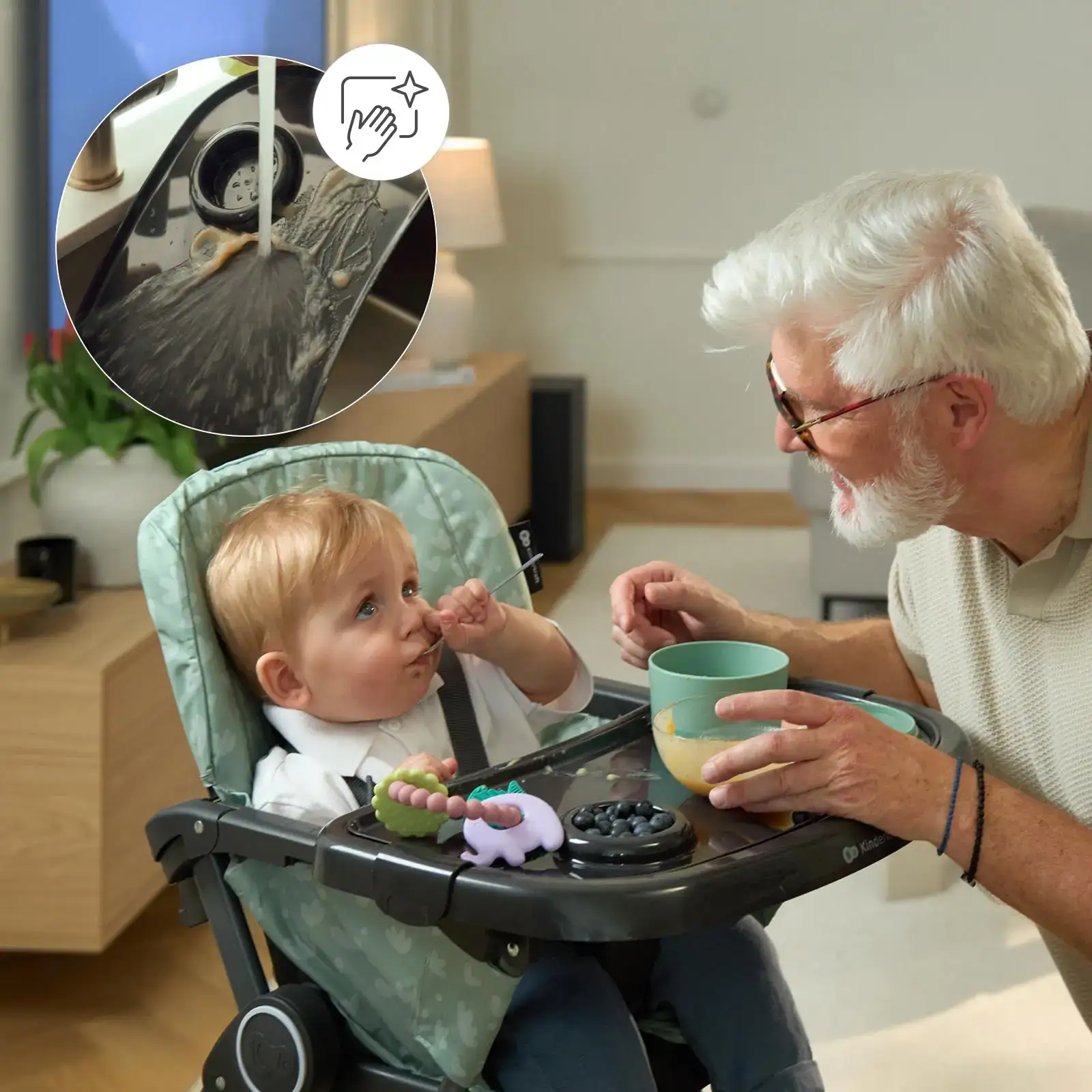 Стульчик для кормления Kinderkraft Foldee Spotty Grey (KHFOLD00GRY000N)