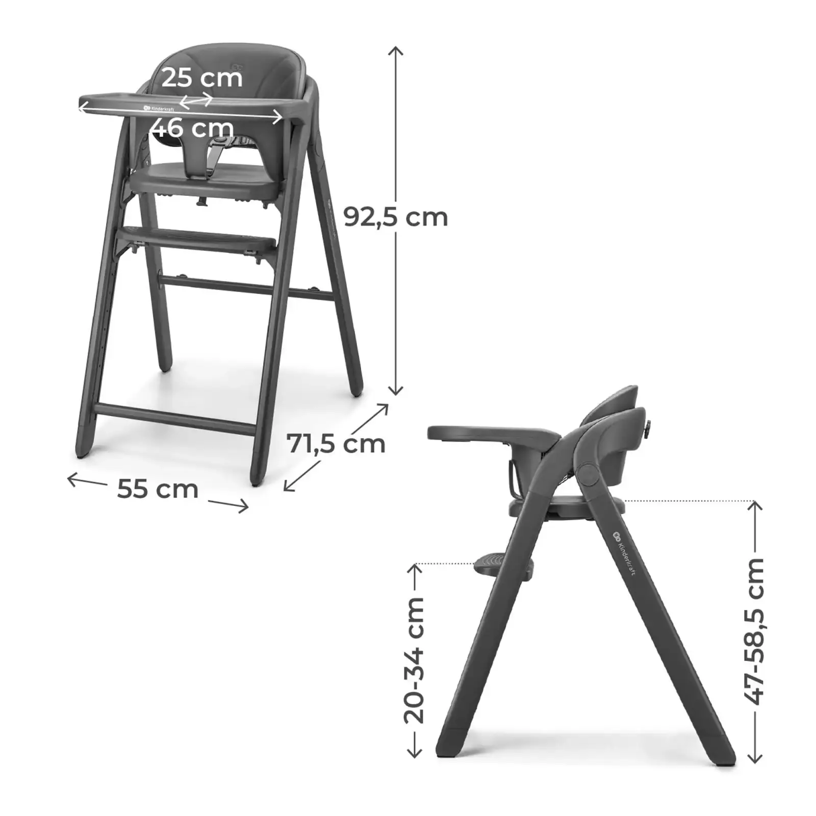 Стільчик для годування Kinderkraft Tino Grey (KHTINO00GRY0000)