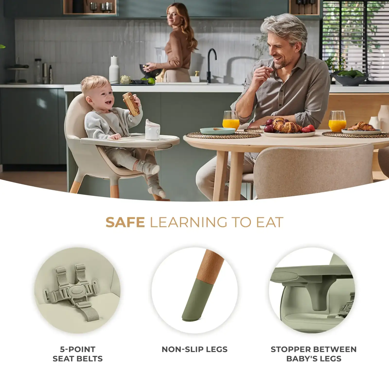Стульчик для кормления 2 в 1 Kinderkraft Fini 2 Green (KHFINI02GRE0000)