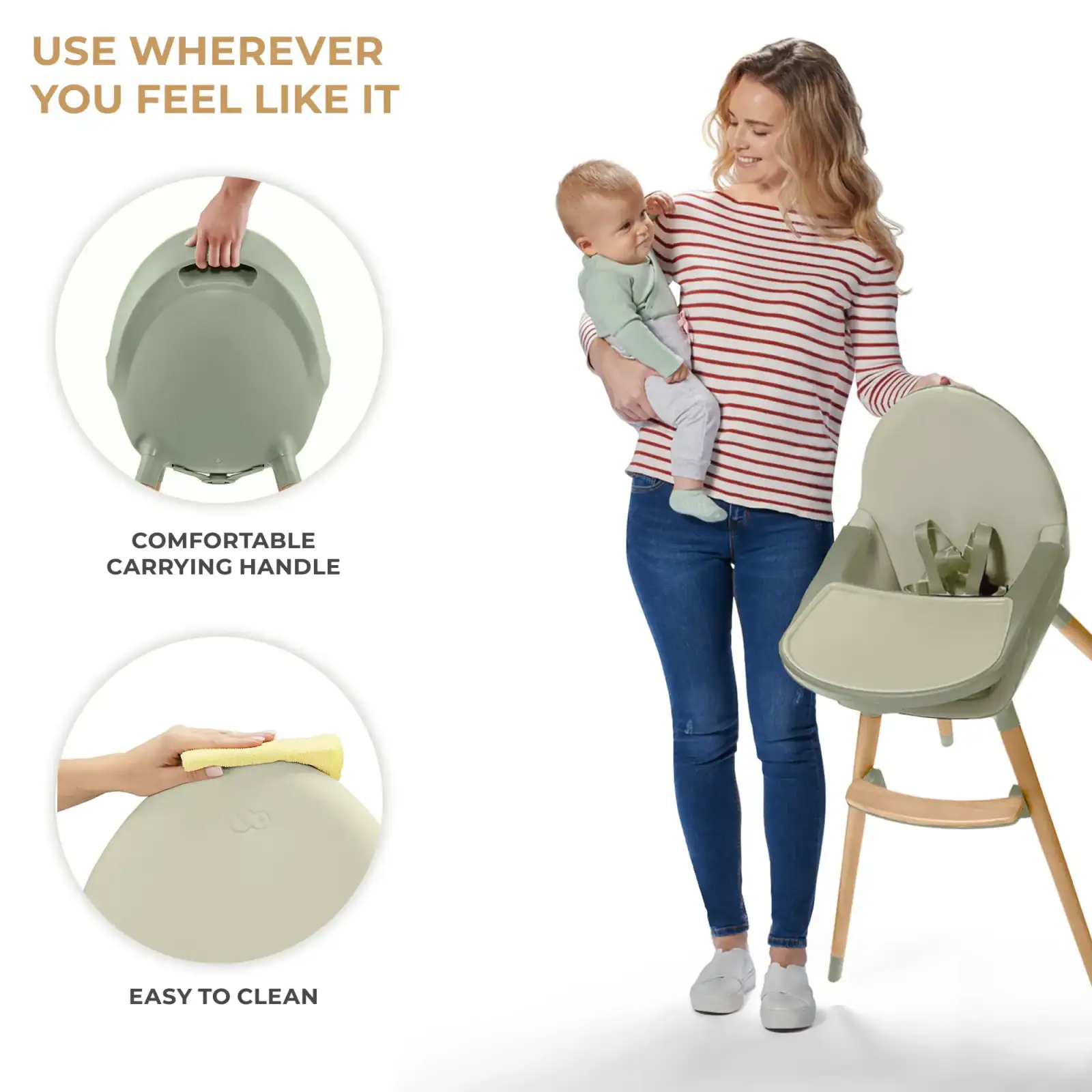 Стульчик для кормления 2 в 1 Kinderkraft Fini 2 Green (KHFINI02GRE0000)