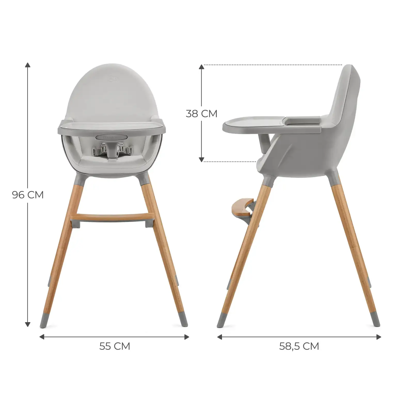 Стульчик для кормления 2 в 1 Kinderkraft Fini 2 Grey (KHFINI02GRY0000)