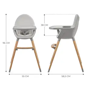 Стульчик для кормления 2 в 1 Kinderkraft Fini 2 Grey (KHFINI02GRY0000)