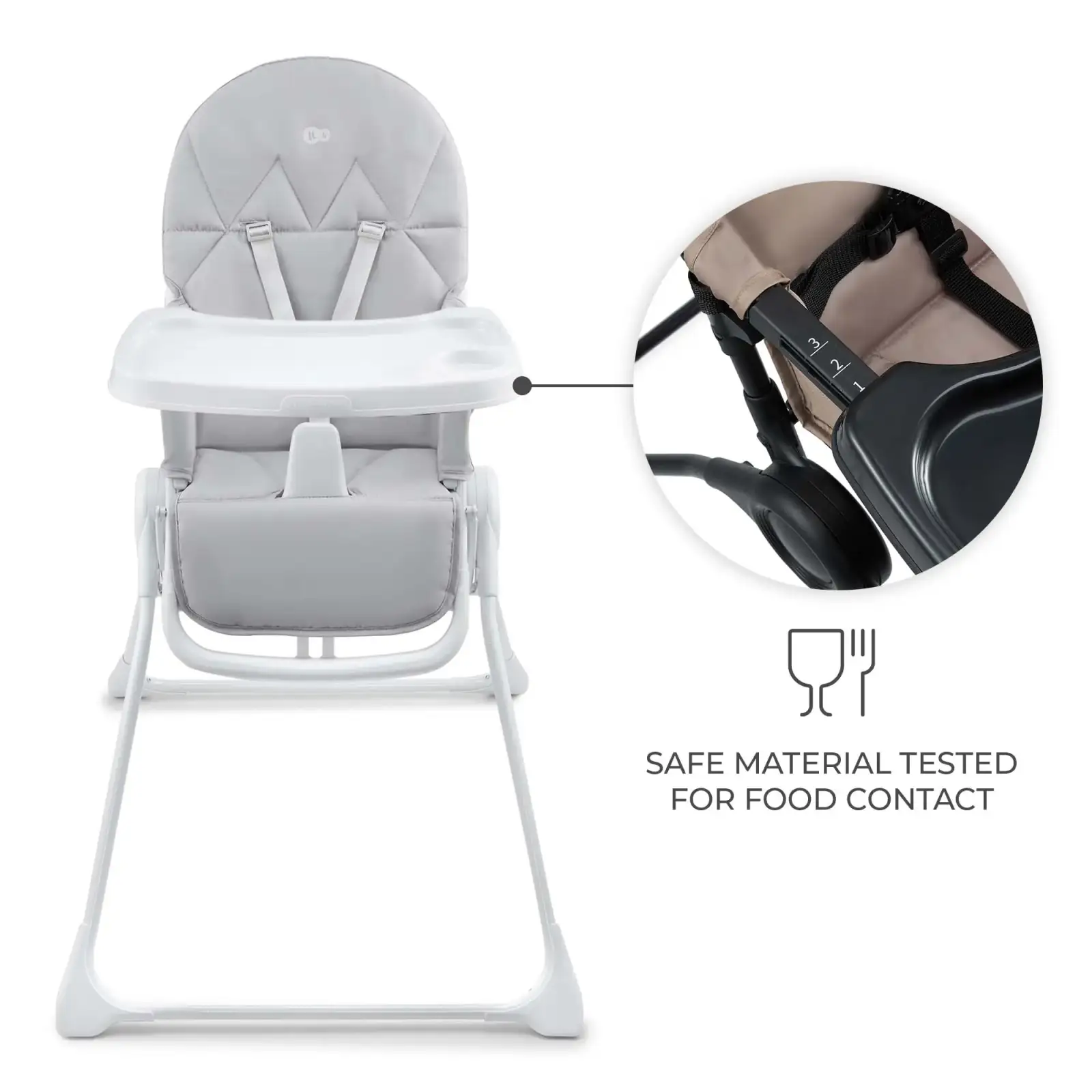 Стульчик для кормления Kinderkraft Binci Light Grey (KHBINC00LGR0000)