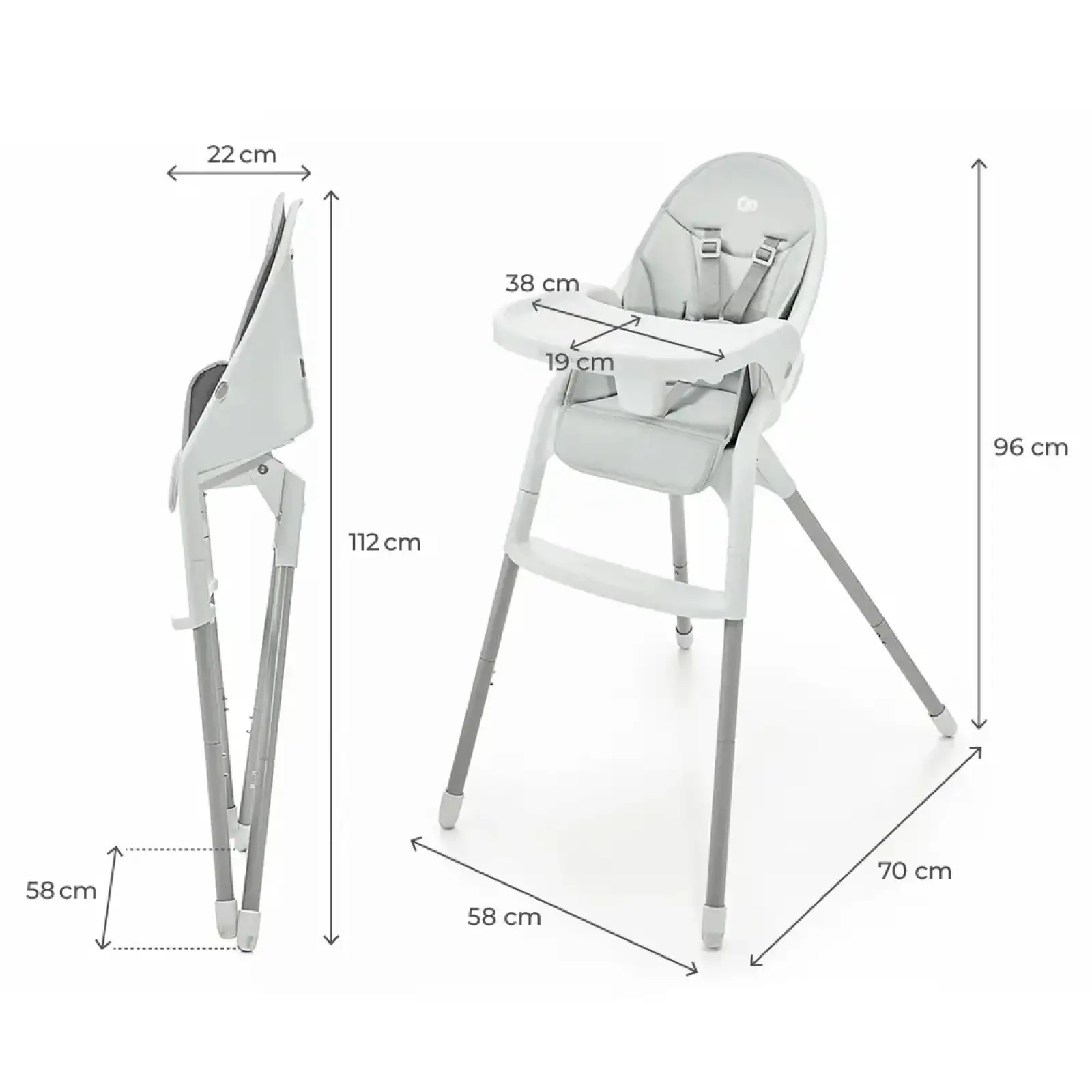 Стульчик для кормления Kinderkraft Dinnly Grey (KHDINN00LGR0000)