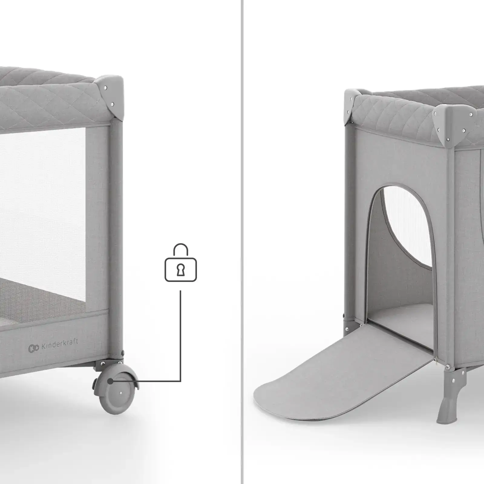 Кровать-манеж Kinderkraft Leody Up Grey (KCLEODUPGRY0000)