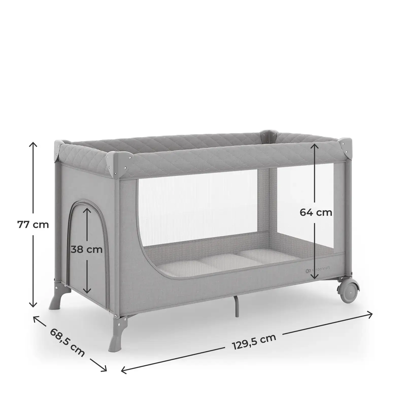 Кровать-манеж Kinderkraft Leody Up Grey (KCLEODUPGRY0000)