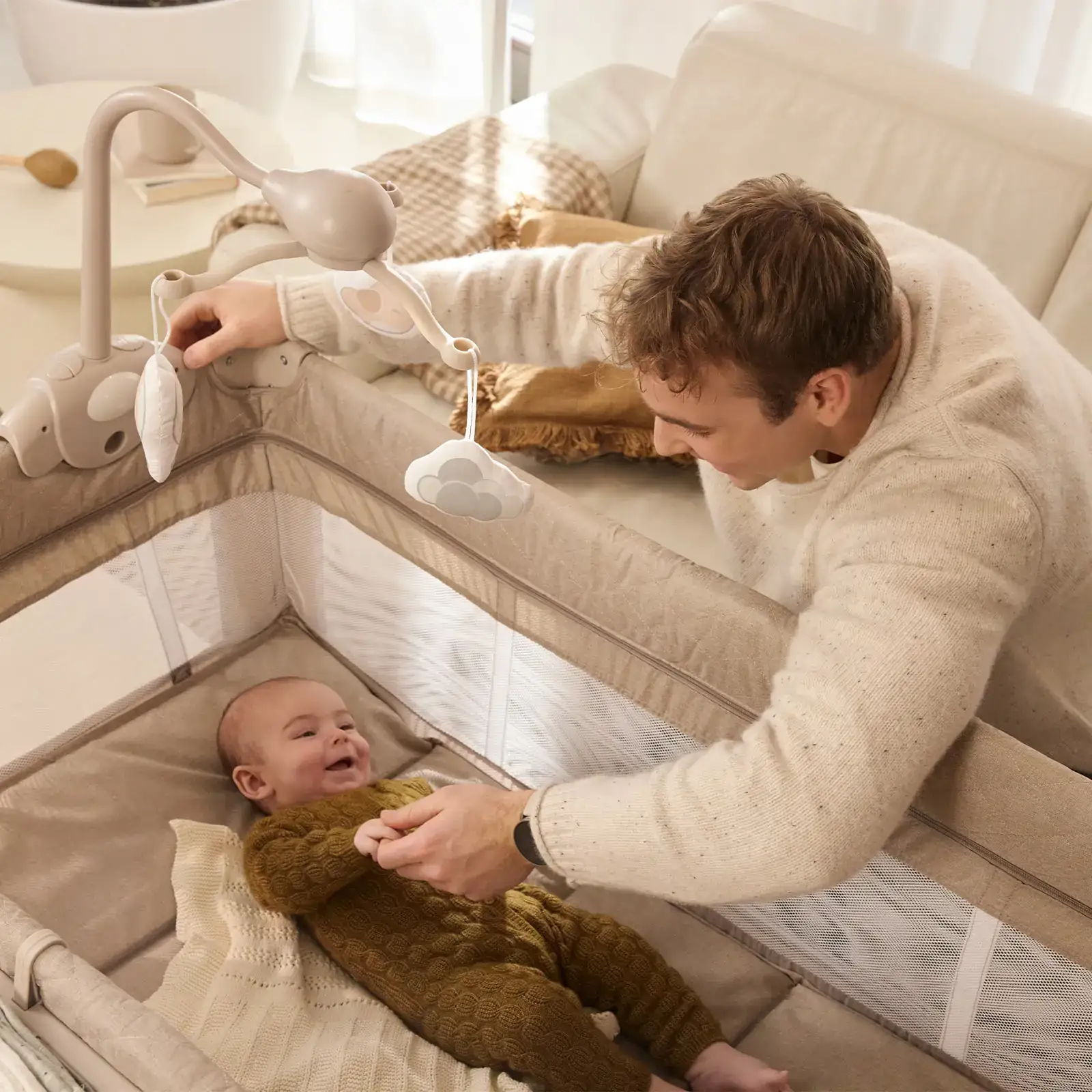 Кровать-манеж Kinderkraft Leody UP Beige (KCLEODUPBEG0000)