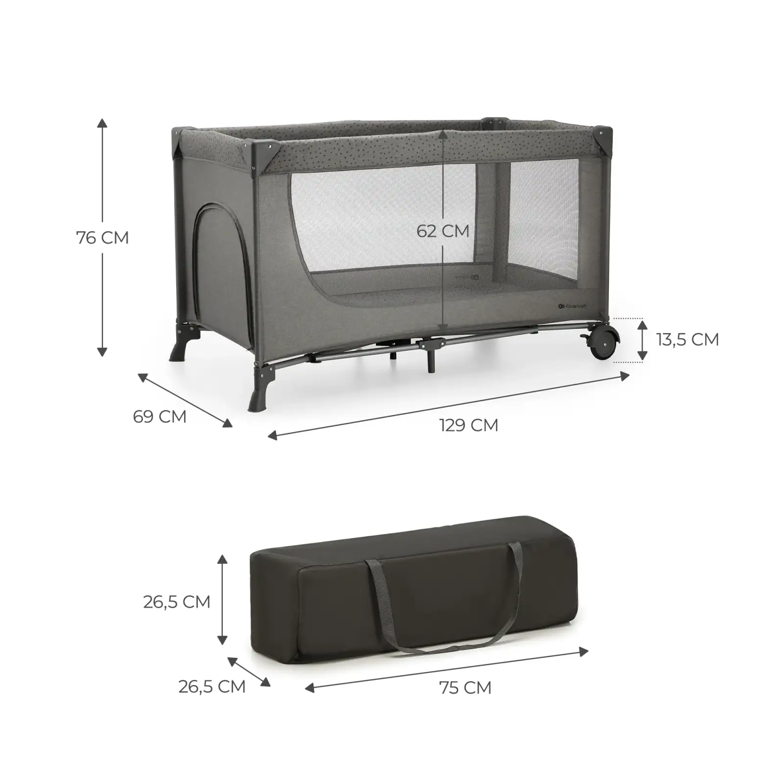 Кровать-манеж Kinderkraft Joy 2 Dark Grey (KLJOY02DGR00000)