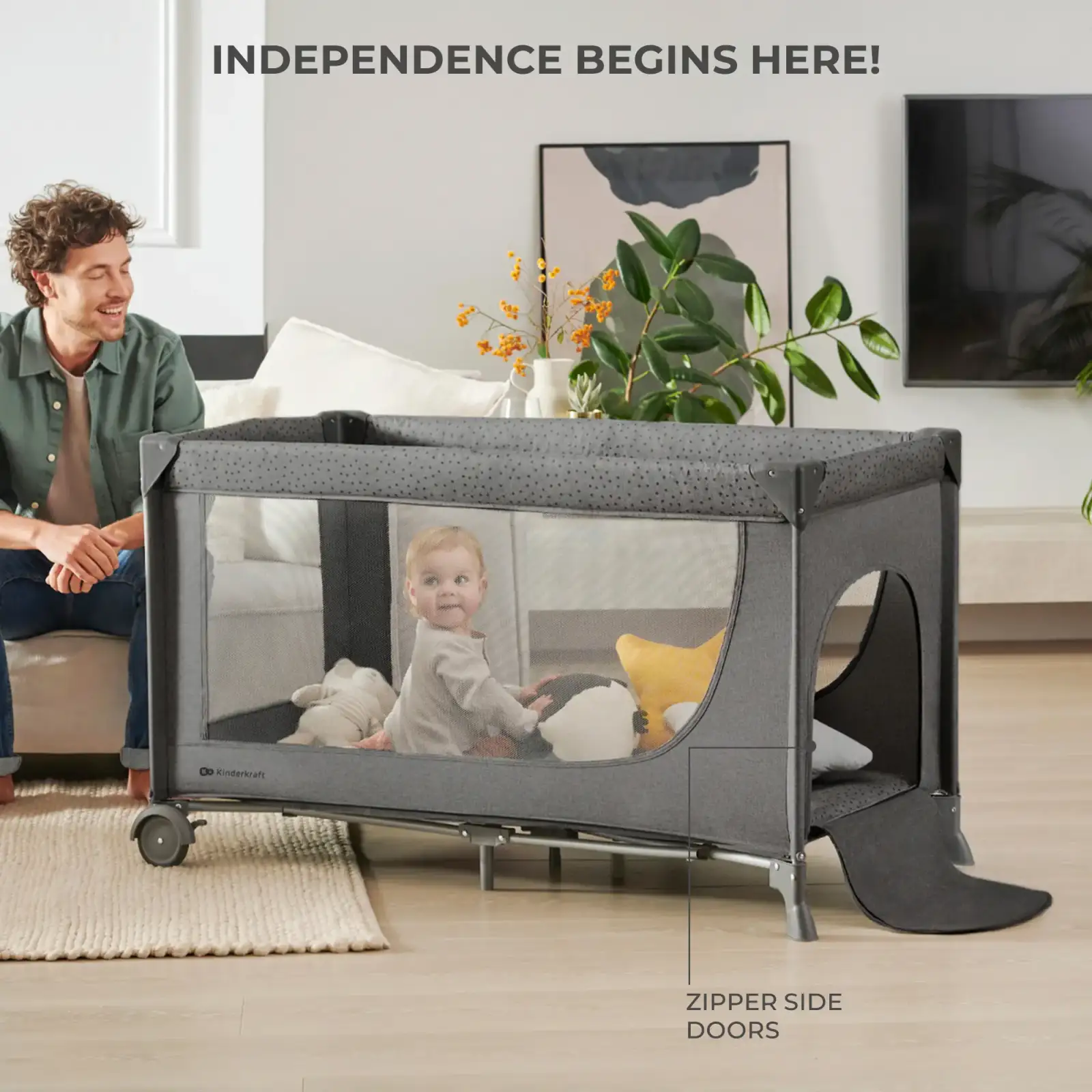 Кровать-манеж Kinderkraft Joy 2 Dark Grey (KLJOY02DGR00000)