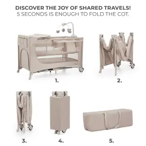 Ліжко-манеж с пеленатором Kinderkraft Joy 2 Beige (KLJOY02BEG000AC)