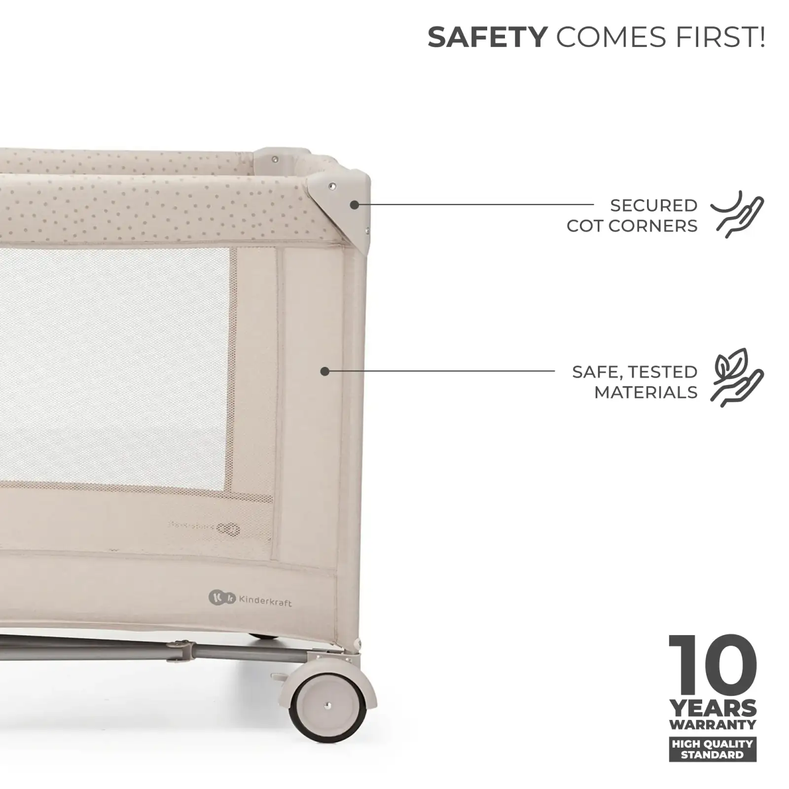 Ліжко-манеж с пеленатором Kinderkraft Joy 2 Beige (KLJOY02BEG000AC)