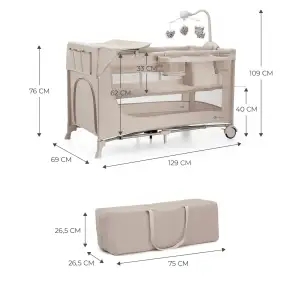 Ліжко-манеж с пеленатором Kinderkraft Joy 2 Beige (KLJOY02BEG000AC)