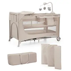 Ліжко-манеж с пеленатором Kinderkraft Joy 2 Beige (KLJOY02BEG000AC)