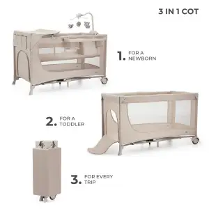 Ліжко-манеж с пеленатором Kinderkraft Joy 2 Beige (KLJOY02BEG000AC)