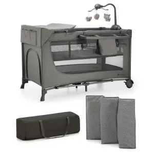 Ліжко-манеж с пеленатором Kinderkraft Joy 2 Dark Grey (KLJOY02DGR000AC)