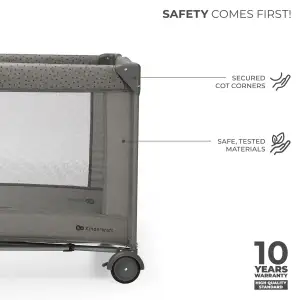 Ліжко-манеж с пеленатором Kinderkraft Joy 2 Dark Grey (KLJOY02DGR000AC)