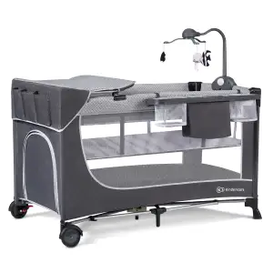 Ліжко-манеж з пеленатором Kinderkraft Leody Grey (KCLEOD00GRY00AC)