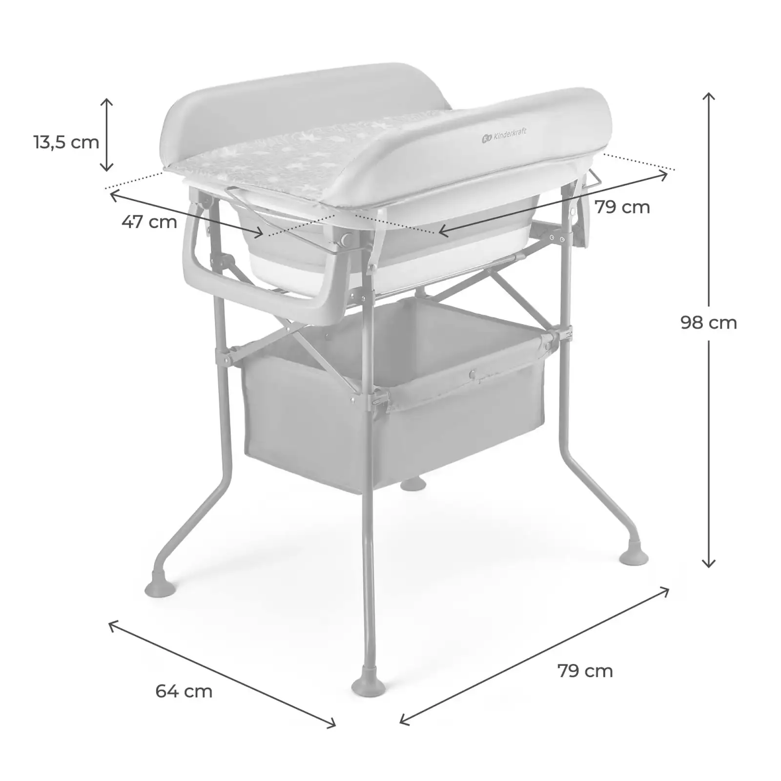 Столик для пеленання з ванночкою Kinderkraft Bubbly Grey (KABUBB00GRY0000)