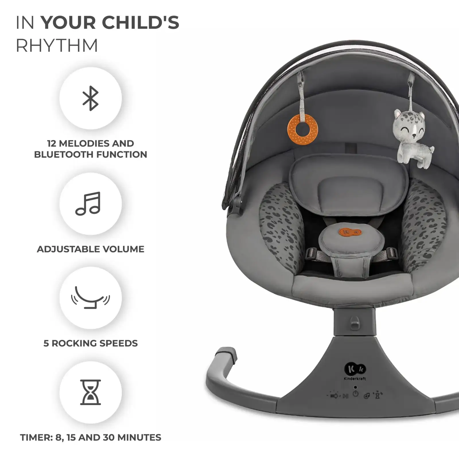 Крісло-гойдалка Kinderkraft Lumi 2 Dark Grey (KBLUMI02DGR0000)