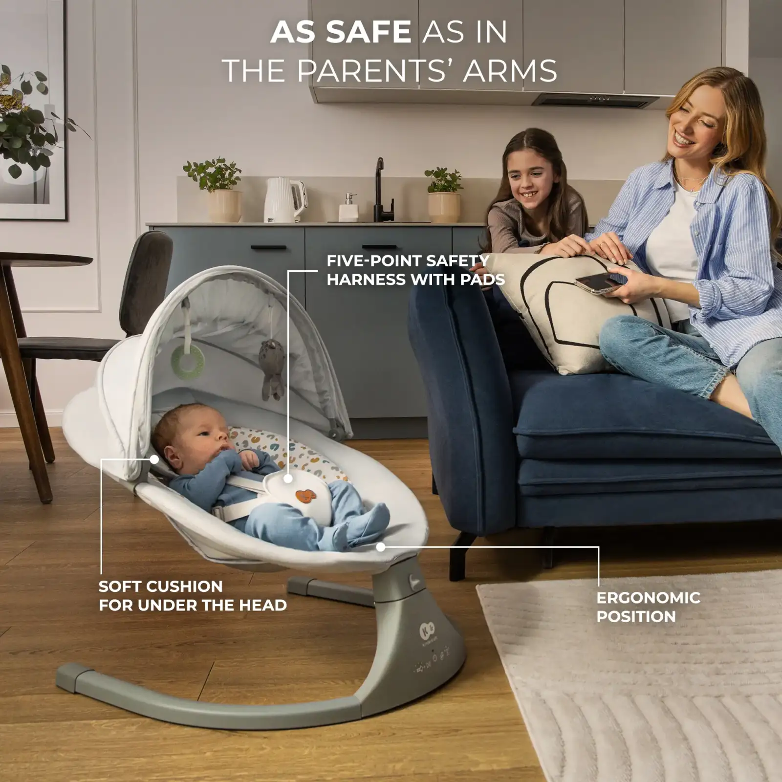 Кресло-качалка Kinderkraft Lumi 2 Light Grey (KBLUMI02LGR0000)